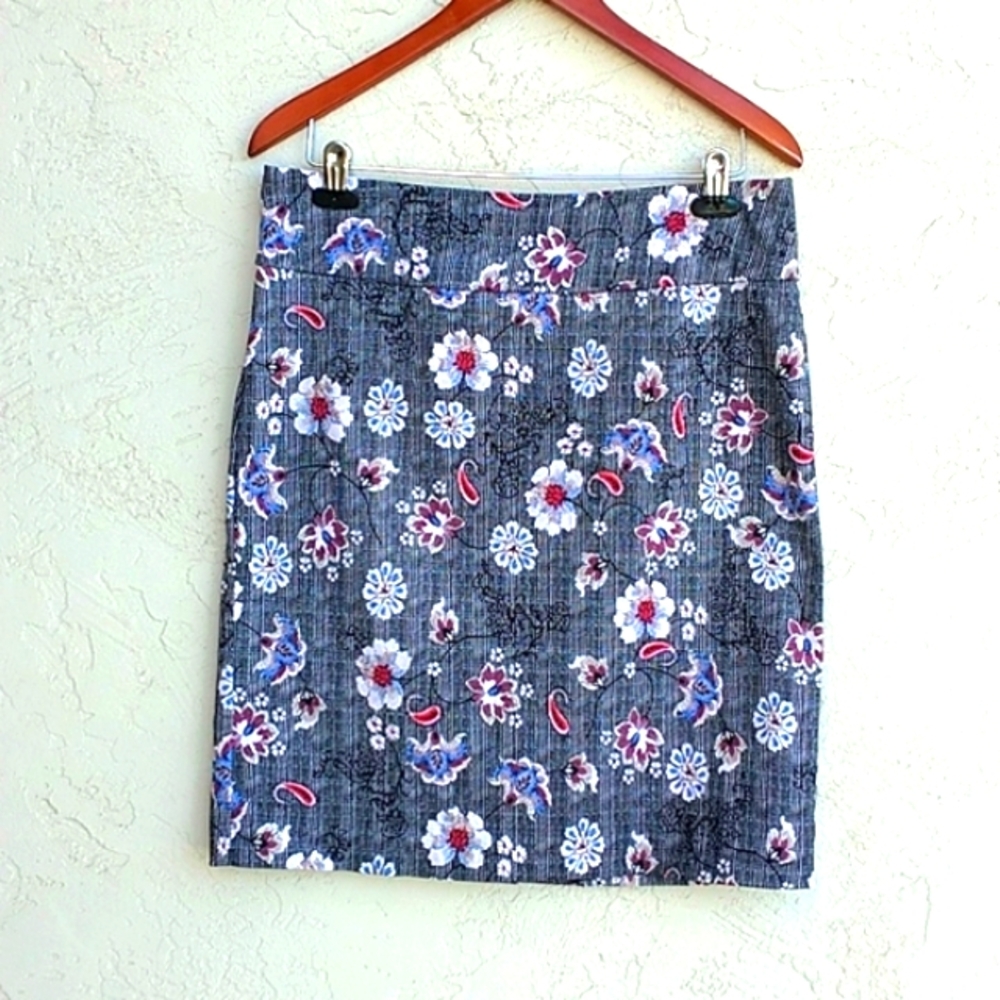 MARGARET M Floral Pencil Skirt Pull On Size L